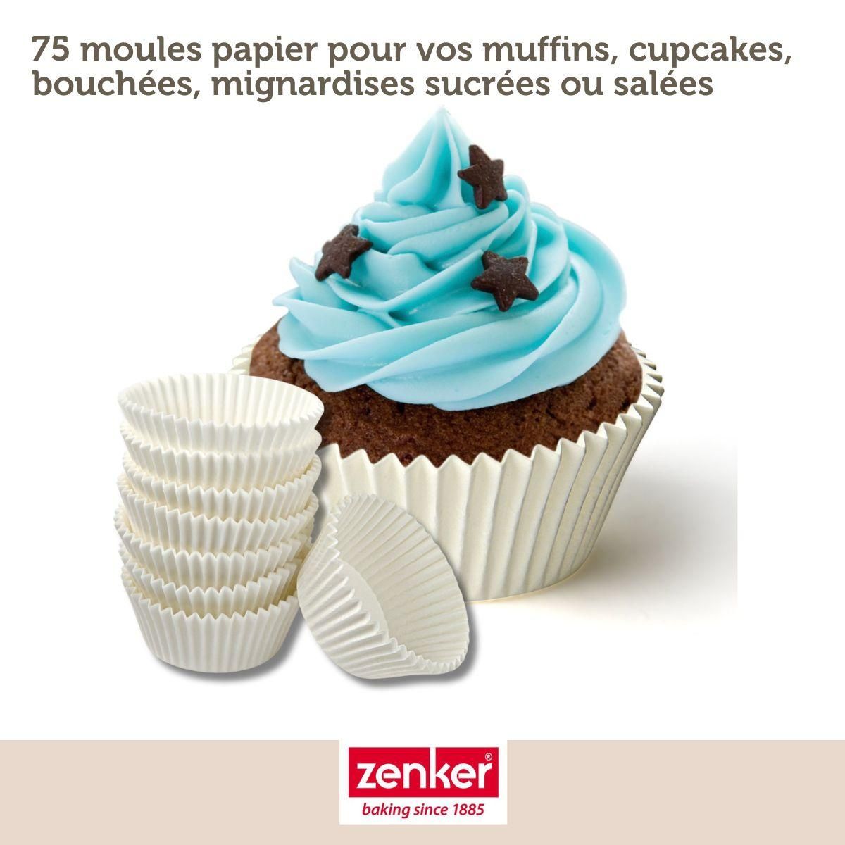 ZENKER Set pâtisserie avec 75 moules à muffins en papier, 2 bols à mixer, verre mesureur et spatule Zenker