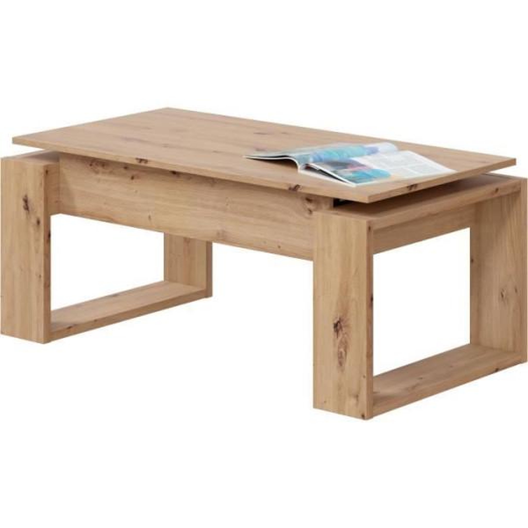 MARKET24 Table basse relevable - BALTIK - Rectangulaire - Chene - Sur pieds - 105 x 55 x 45 cm