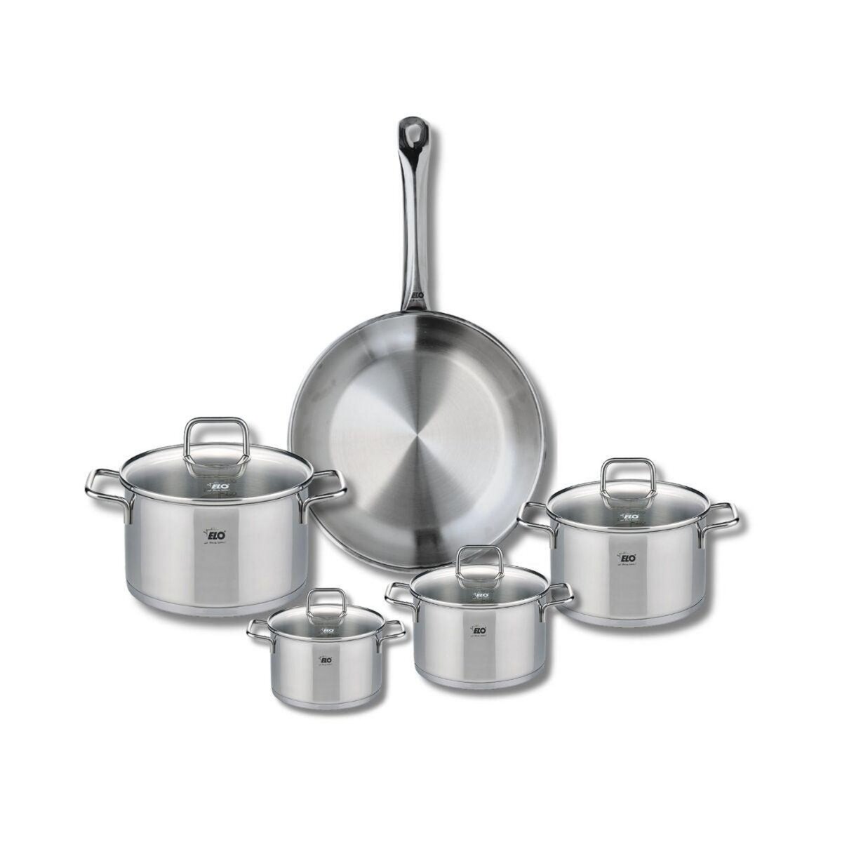 ELO Ensemble de 1 Poêle de cuisson 28 cm et 4 faitouts 12, 14, 16 et 20 cm Elo Profi Citrin