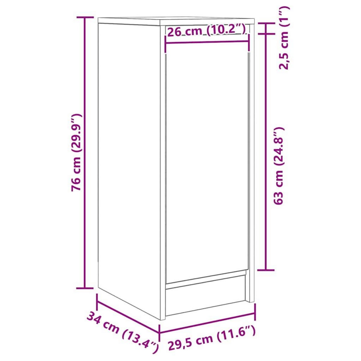 VIDAXL Buffet chene artisanal 29,5x34x76 cm bois d'ingenierie