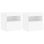 Voir la diapositive 2 : VIDAXL Meubles TV muraux avec lumieres LED 2 pcs blanc 40x30x40 cm