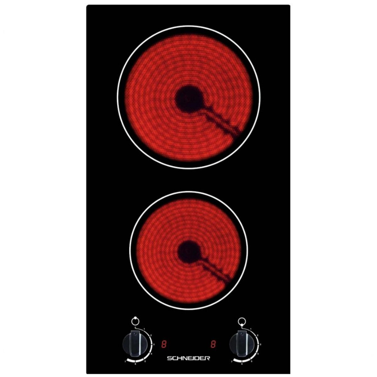 SCHNEIDER Domino vitrocéramique 30cm 2 foyers noir - SDV30M