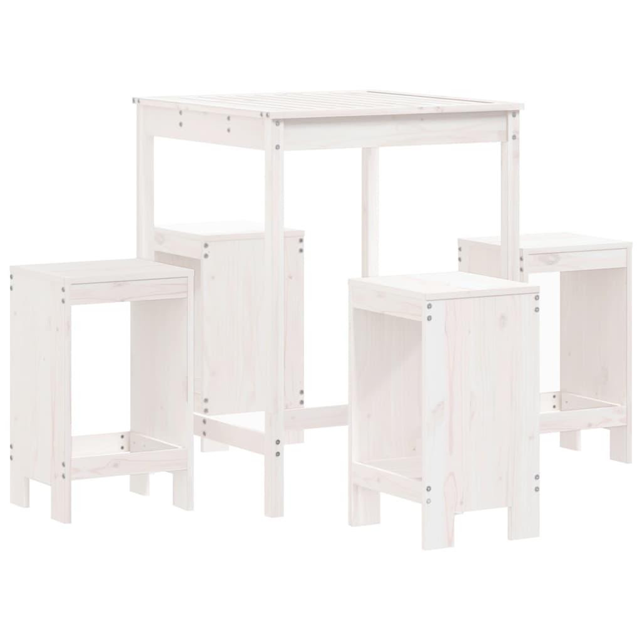 Voir la diapositive 2 : VIDAXL Ensemble de bar de jardin 5 pcs blanc bois massif de pin