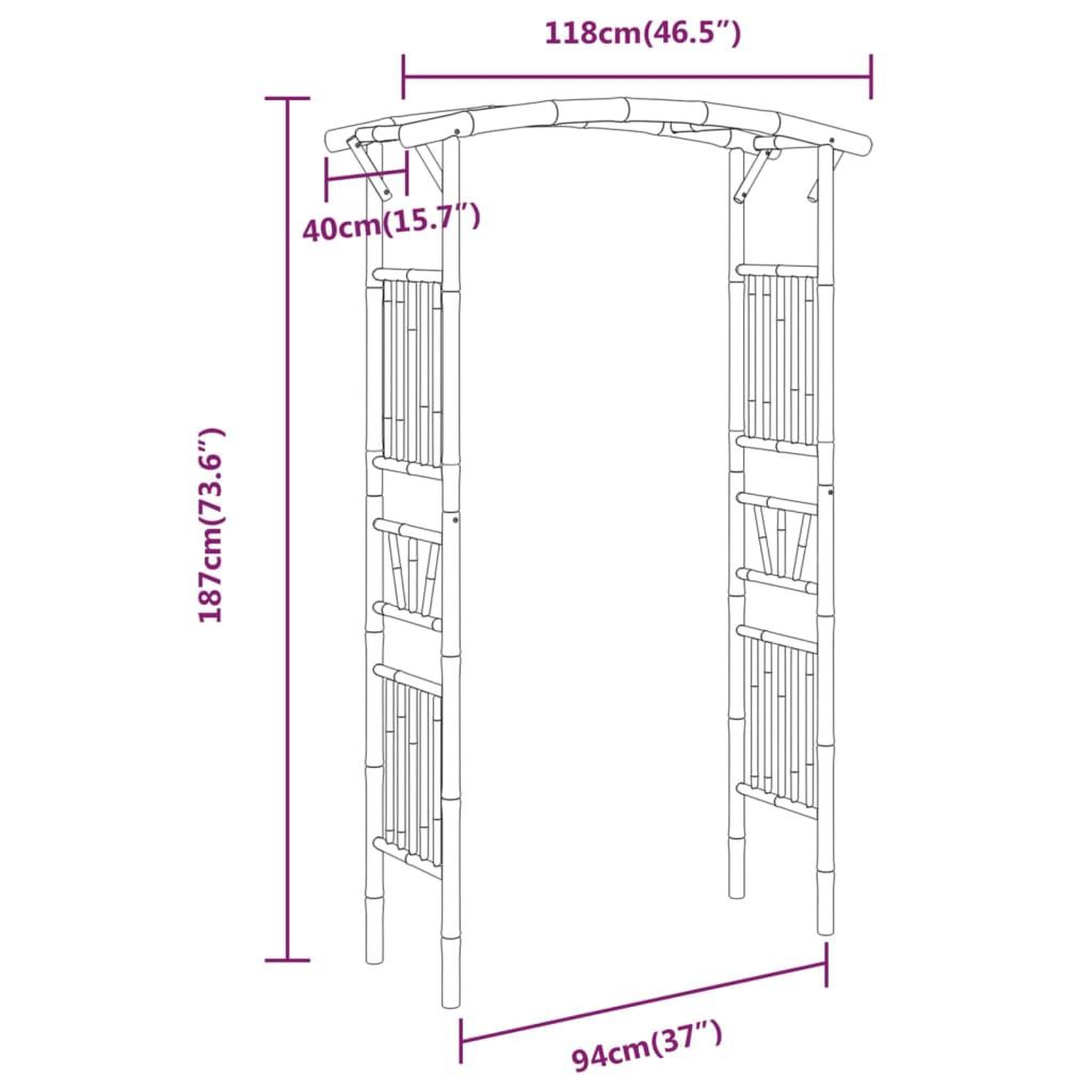Voir la diapositive 6 : VIDAXL Arche pour rosiers Bambou 118x40x187 cm