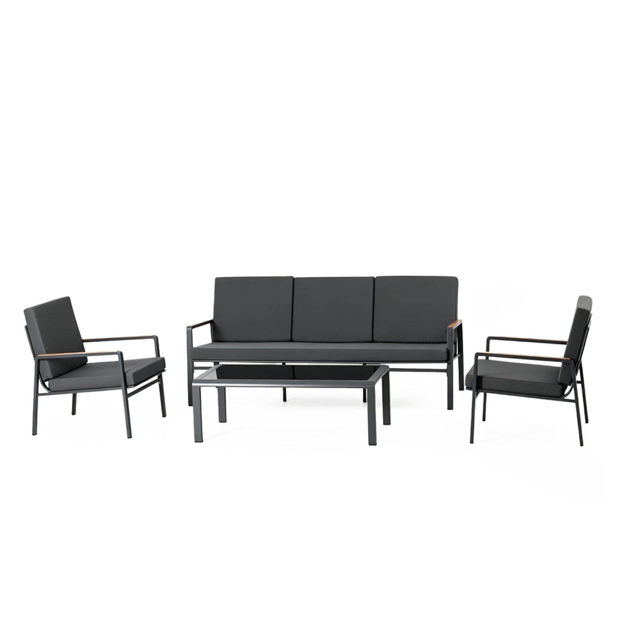 CONCEPT USINE Salon de jardin 5 places en aluminium gris foncé hobart