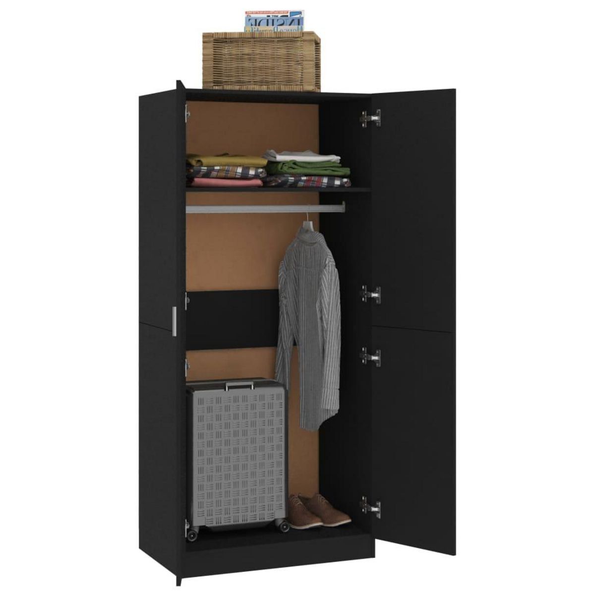 VIDAXL Garde-robe Noir 80x52x180 cm Bois d'ingenierie