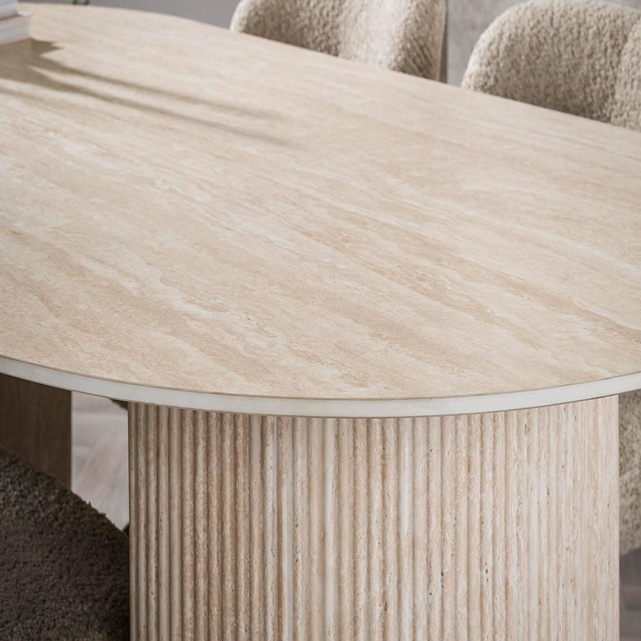 Voir la diapositive 2 : BEST MOBILIER Maeva - table à manger - bois effet travertin - 6 personnes