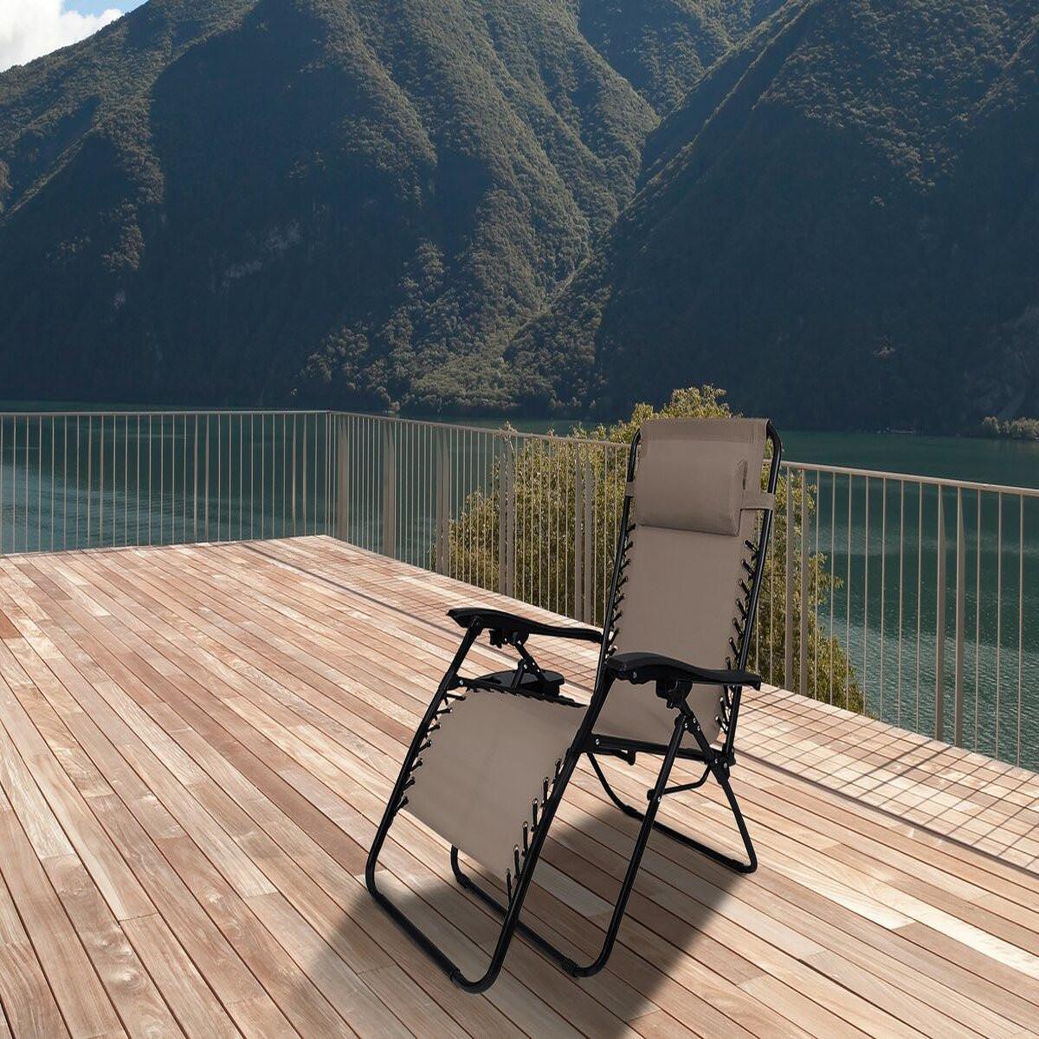 Voir la diapositive 2 : Habitat et Jardin Fauteuil de jardin relax zéro gravité  sintra  - taupe
