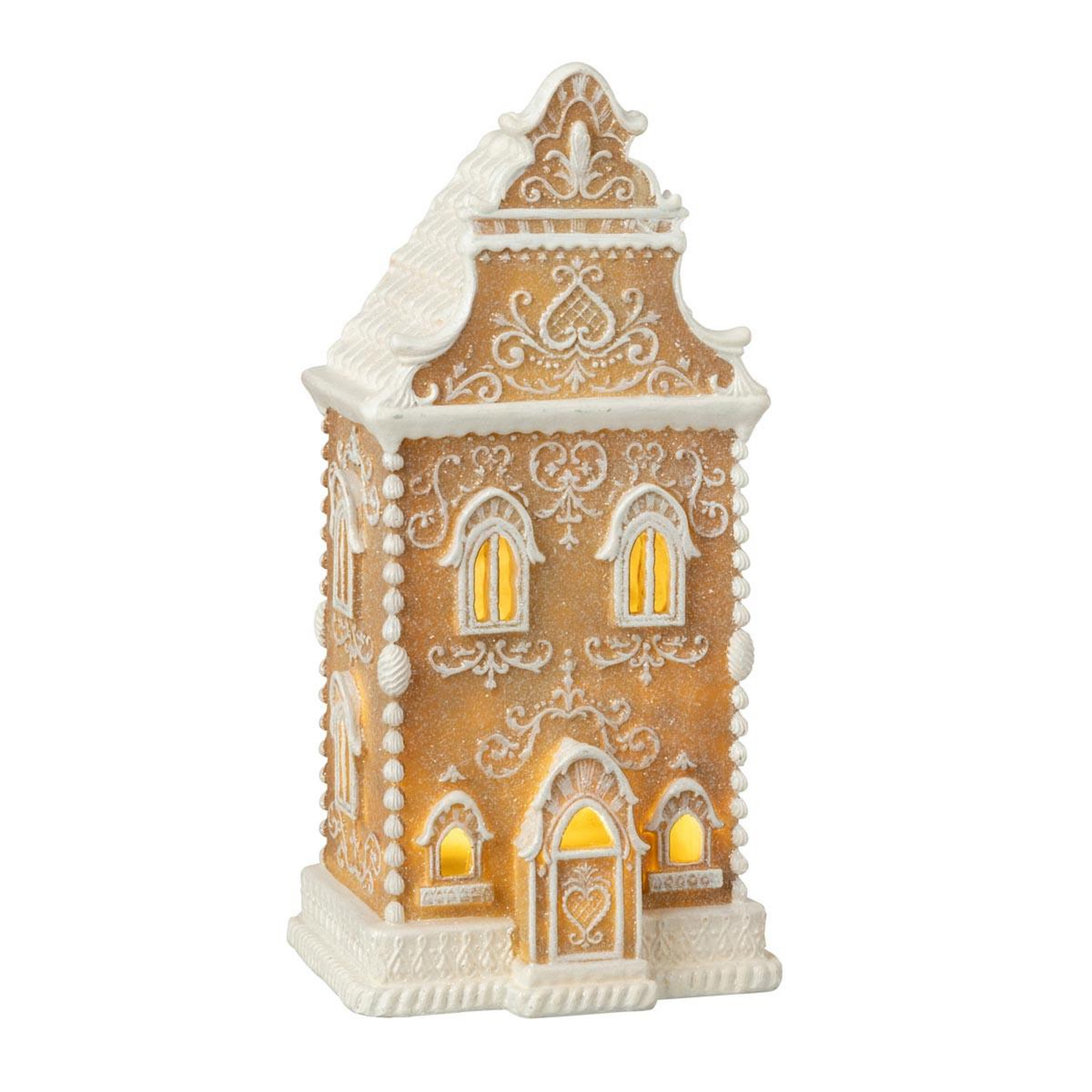 J-LINE Maison pain d'épice à led  danae  34cm beige