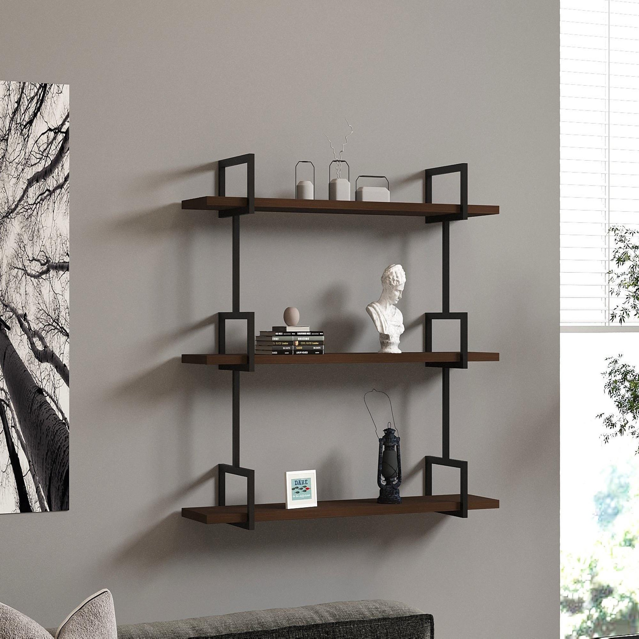Voir la diapositive 2 : Habitat et Jardin Étagère murale en bois  uras  - 87 x 22 x 76 cm - noyer
