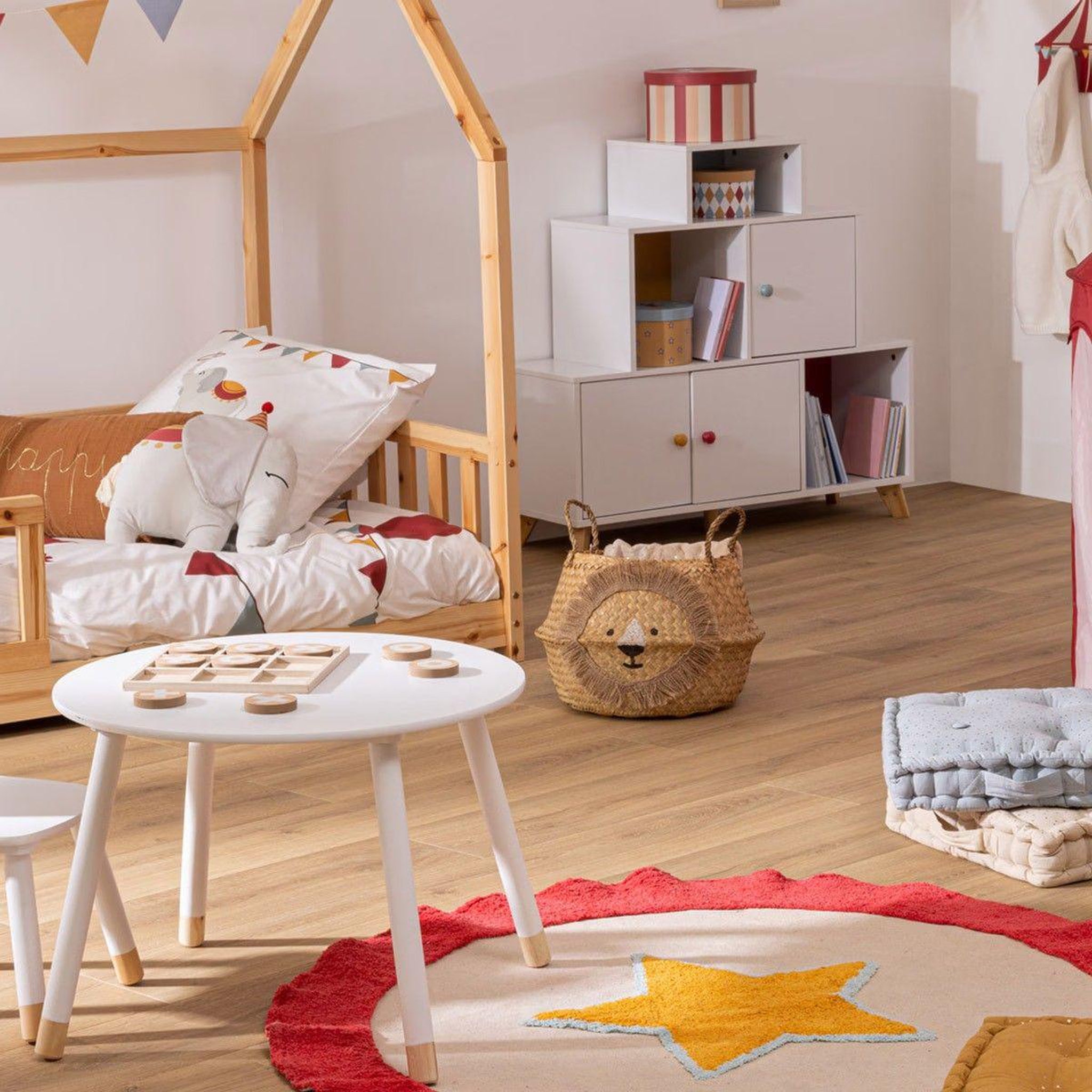 Voir la diapositive 3 : Atmosphera Kids Panier de rangement déco  lion  40cm naturel