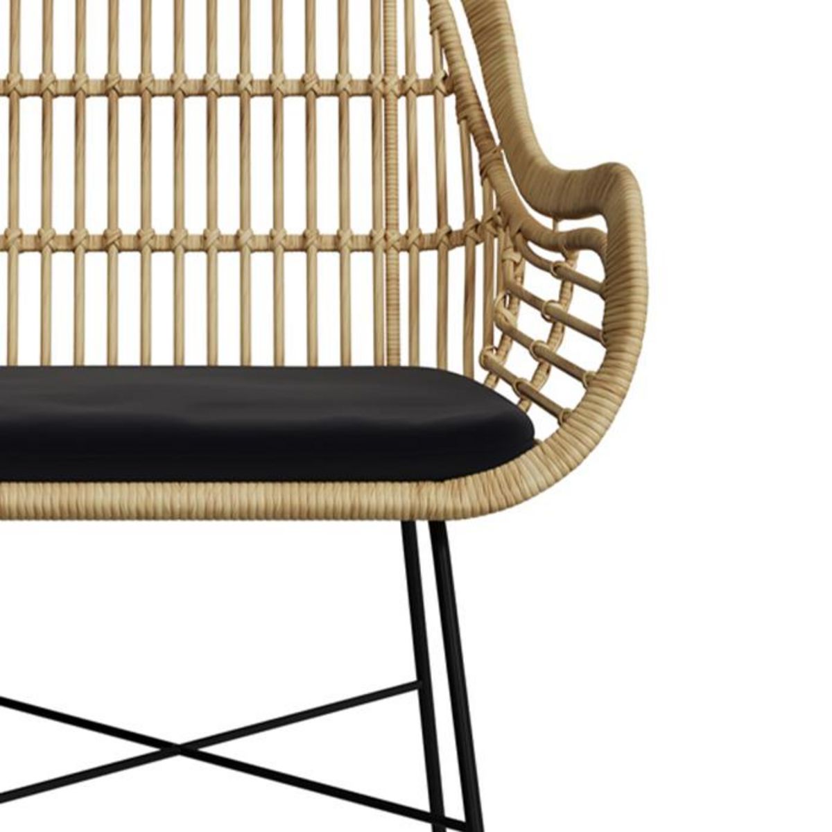 Rendez vous déco Chaise en rotin naturel et pieds en métal noir - Chiloe