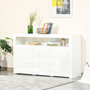 Voir la diapositive 2 : HOMCOM HOMCOM Buffet LED - meuble de rangement LED - 3 placards avec étagère et grande niche - panneaux particules MDF blanc laqué