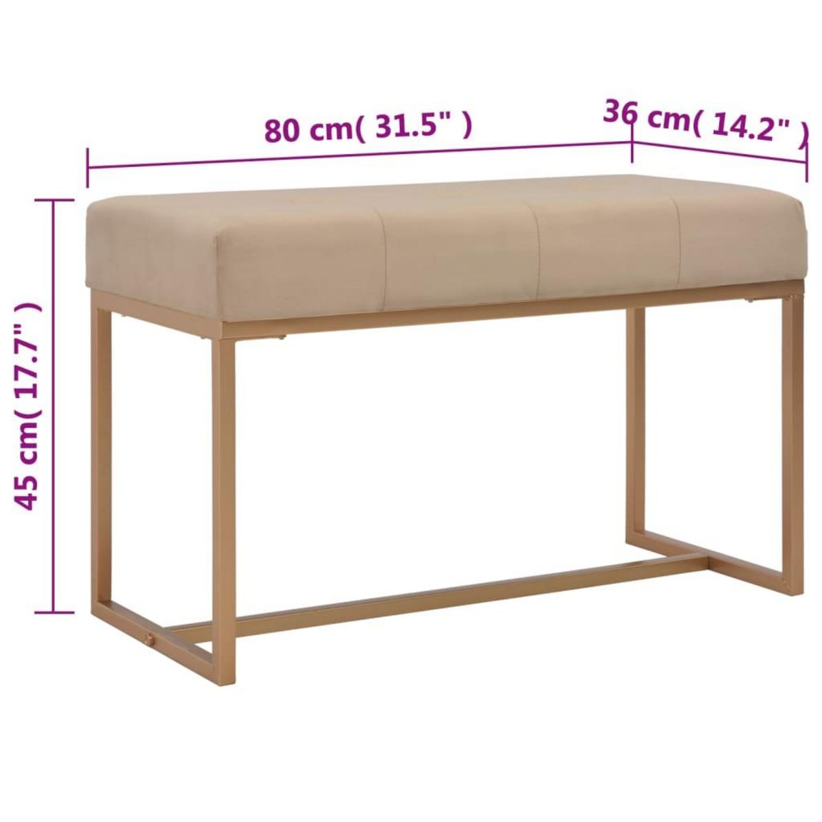 VIDAXL Banc d'entree beige 80 cm velours