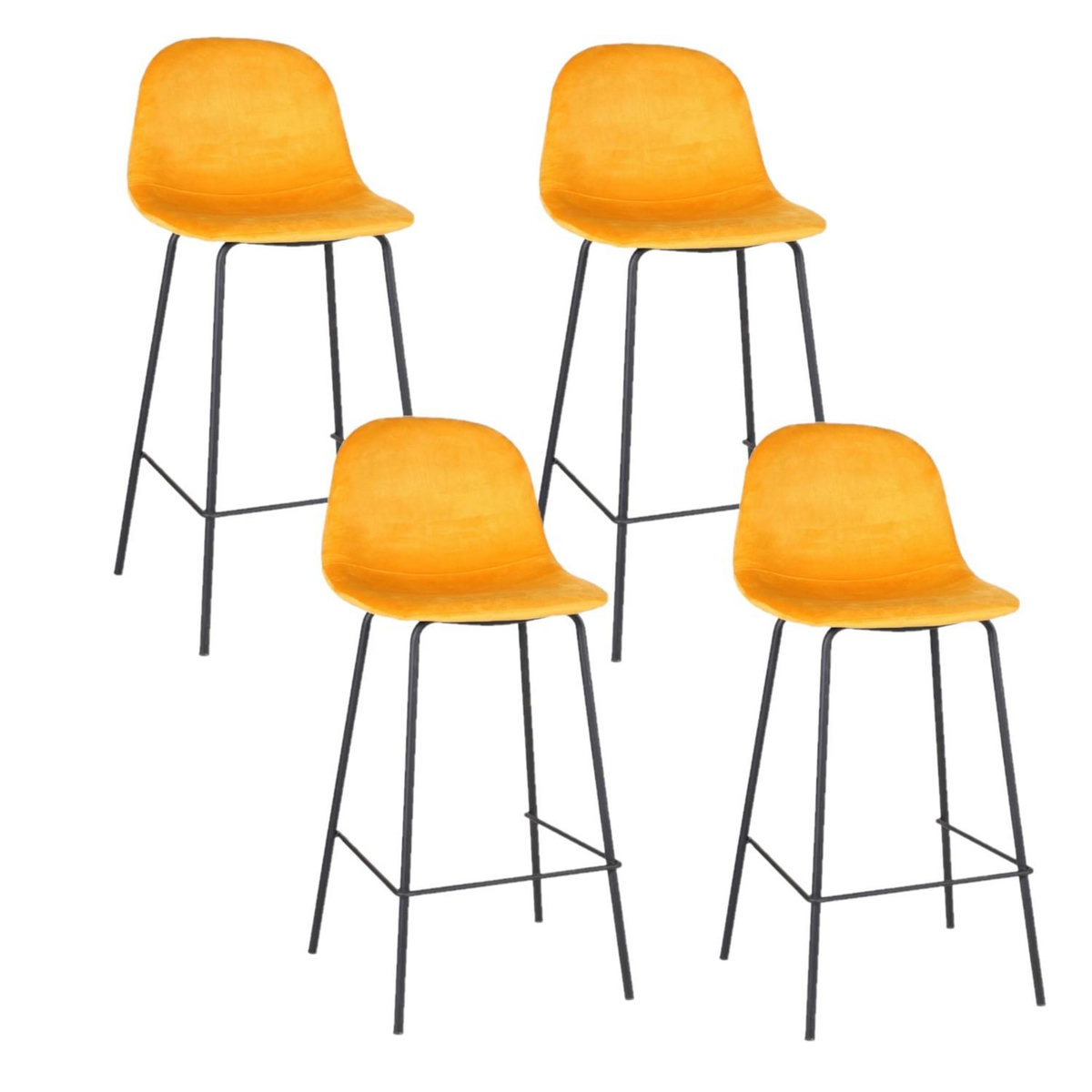 TOILINUX Lot de 4 Tabourets de bar design velours Ima