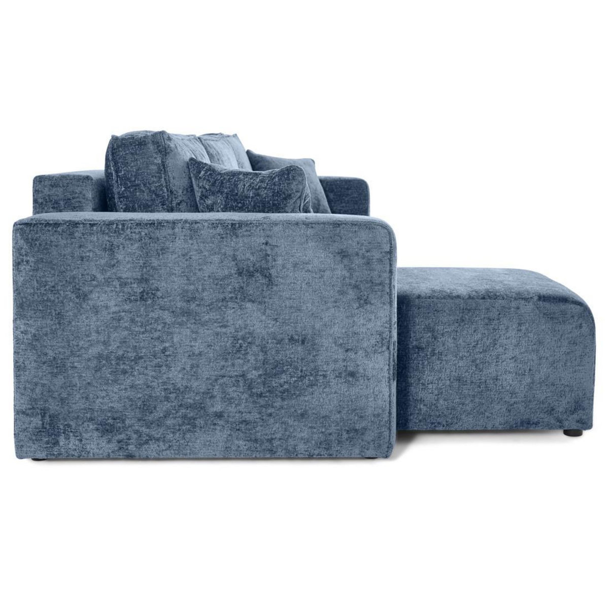 BEST MOBILIER Topaze - canapé d'angle réversible 4 places convertible avec coffre en velours à relief texturé