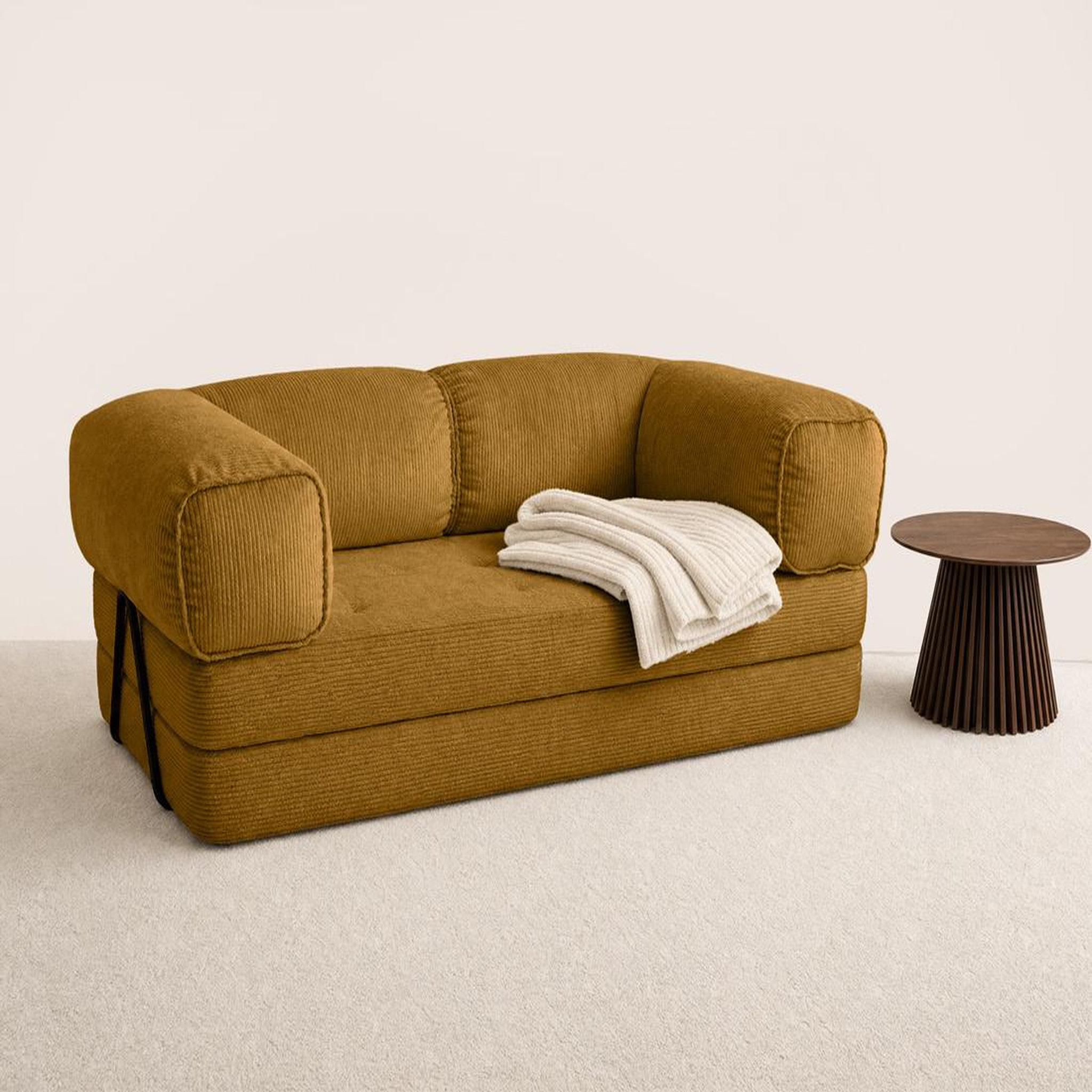 Voir la diapositive 2 : BEST MOBILIER Poppy - canapé 3 places convertible en velours côtelé