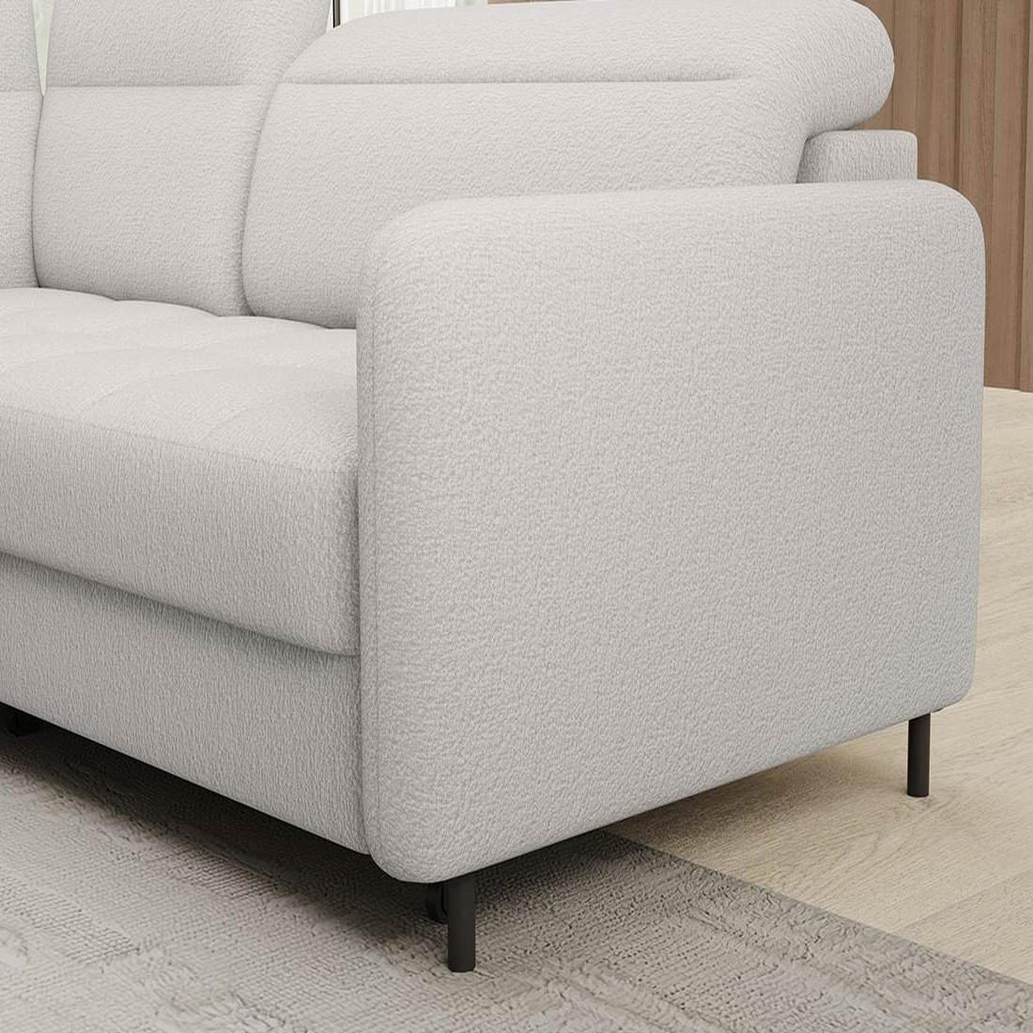 Voir la diapositive 4 : BEST MOBILIER Kalibo - canapé d'angle droit - 5 places - convertible avec coffre et têtières - en tissu bouclette