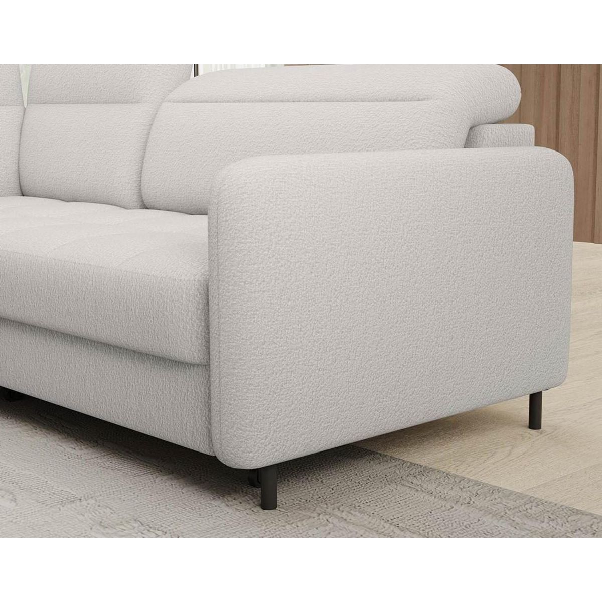 BEST MOBILIER Kalibo - canapé d'angle droit - 5 places - convertible avec coffre et têtières - en tissu bouclette