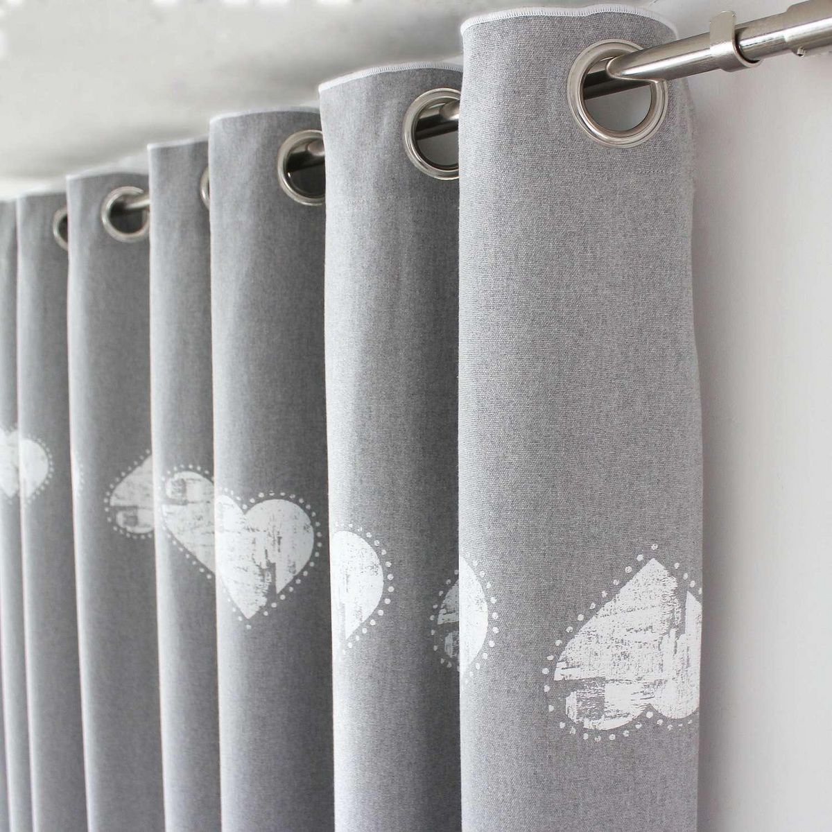 TOILINUX Rideau imprimé cœurs Epicéa