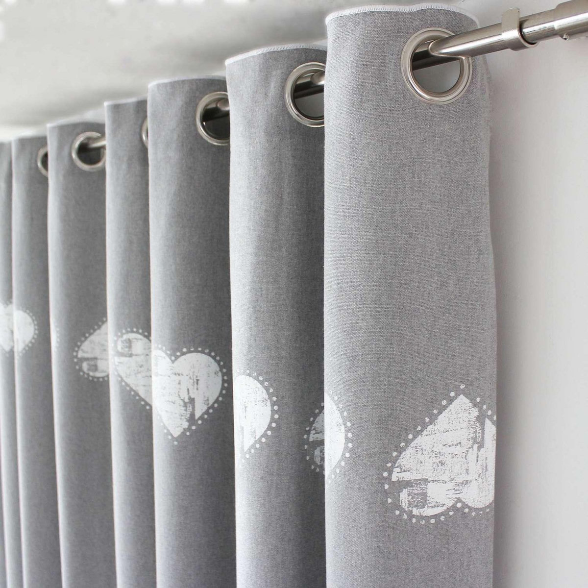 TOILINUX Rideau imprimé cœurs Epicéa