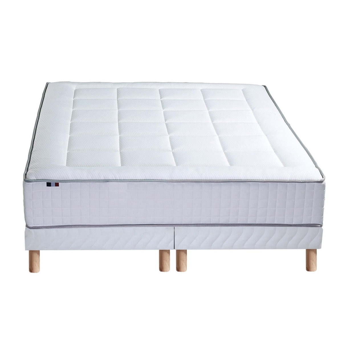 IDLITERIE Ensemble matelas Ressort 7 zones + sommier + oreiller + couette - FABRICATION FRANCAISE