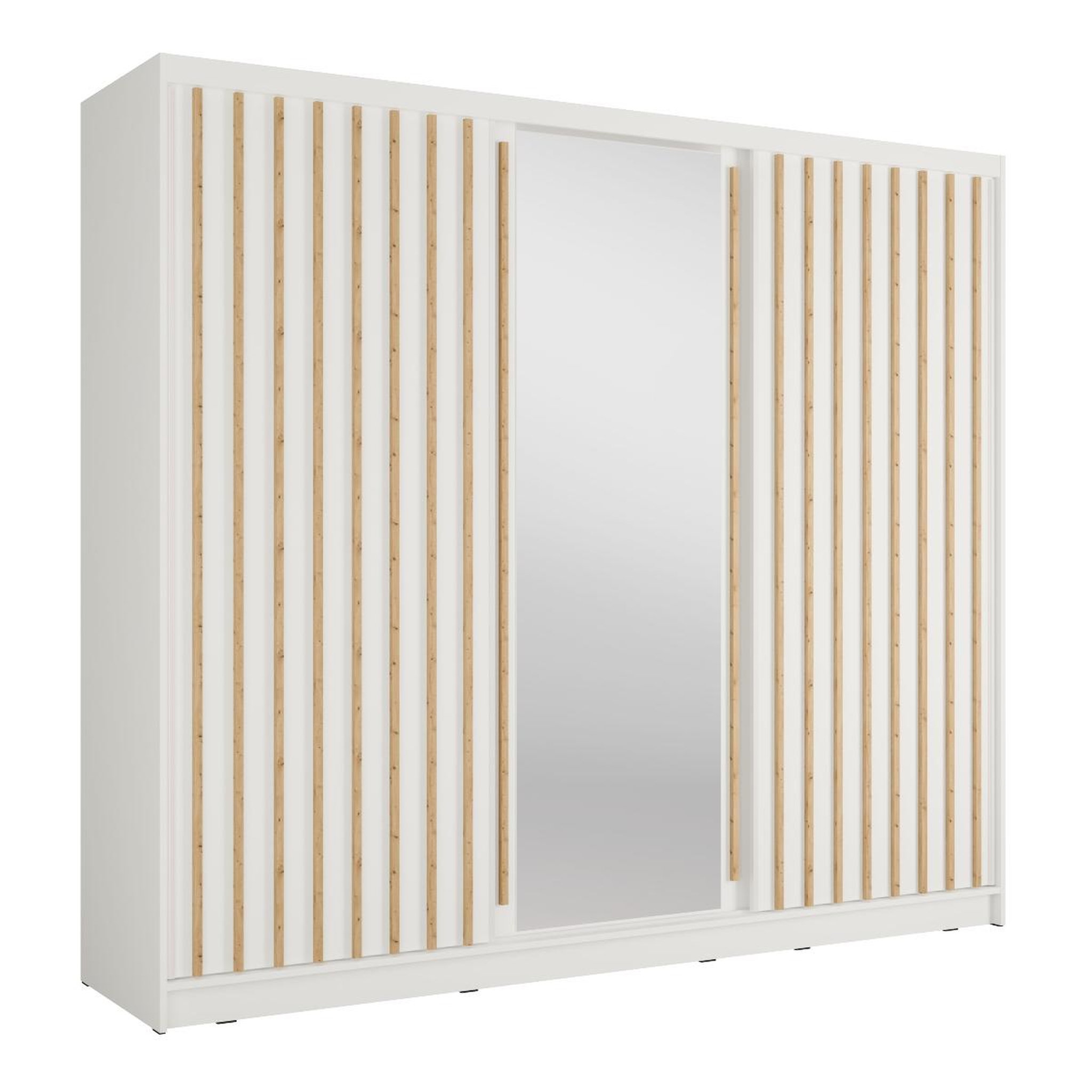 JLC KREATION Armoire dressing coulissante blanc et bois 250cm celia