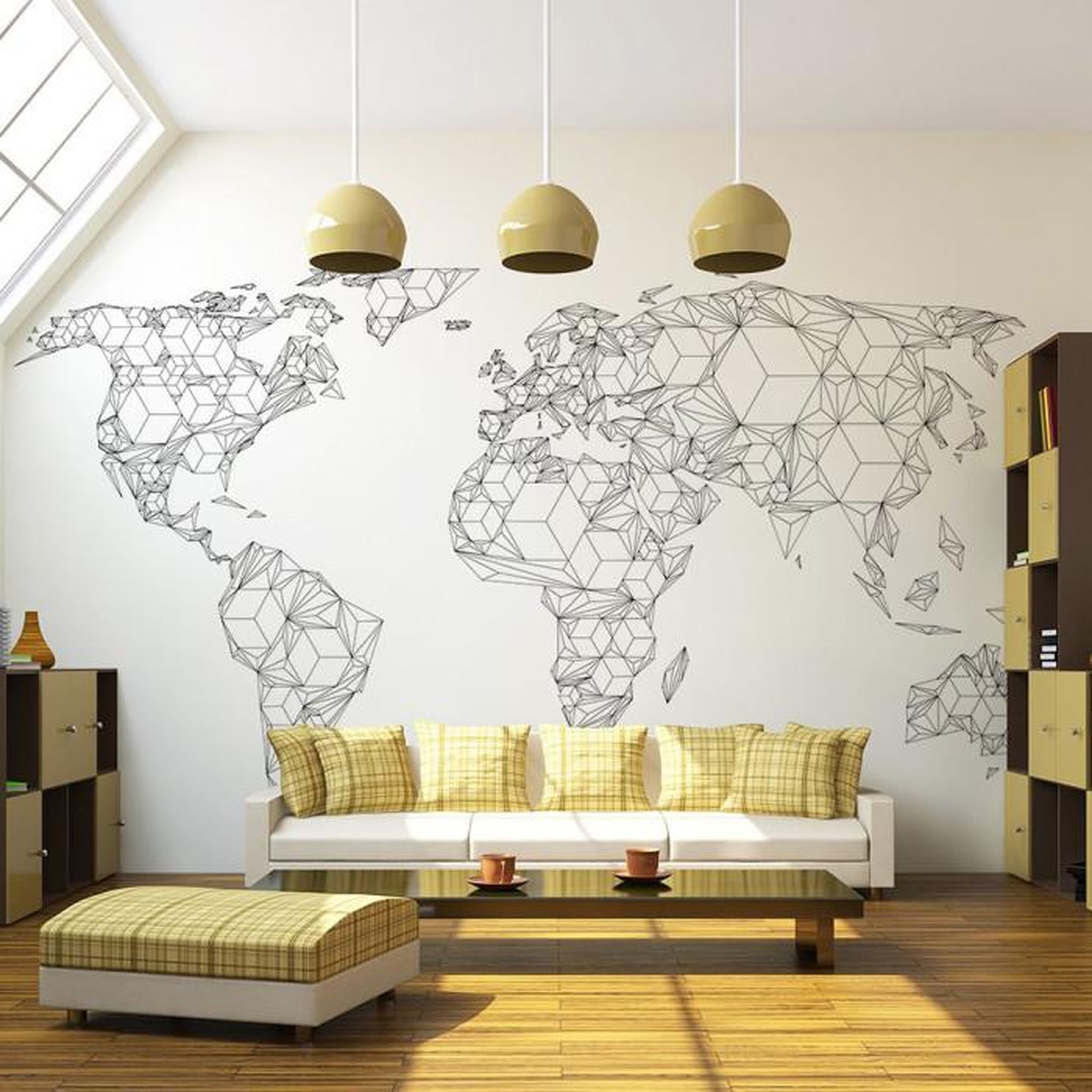 Paris Prix Papier Peint  Map of the World White Solids. Coloris disponibles : Multicolore