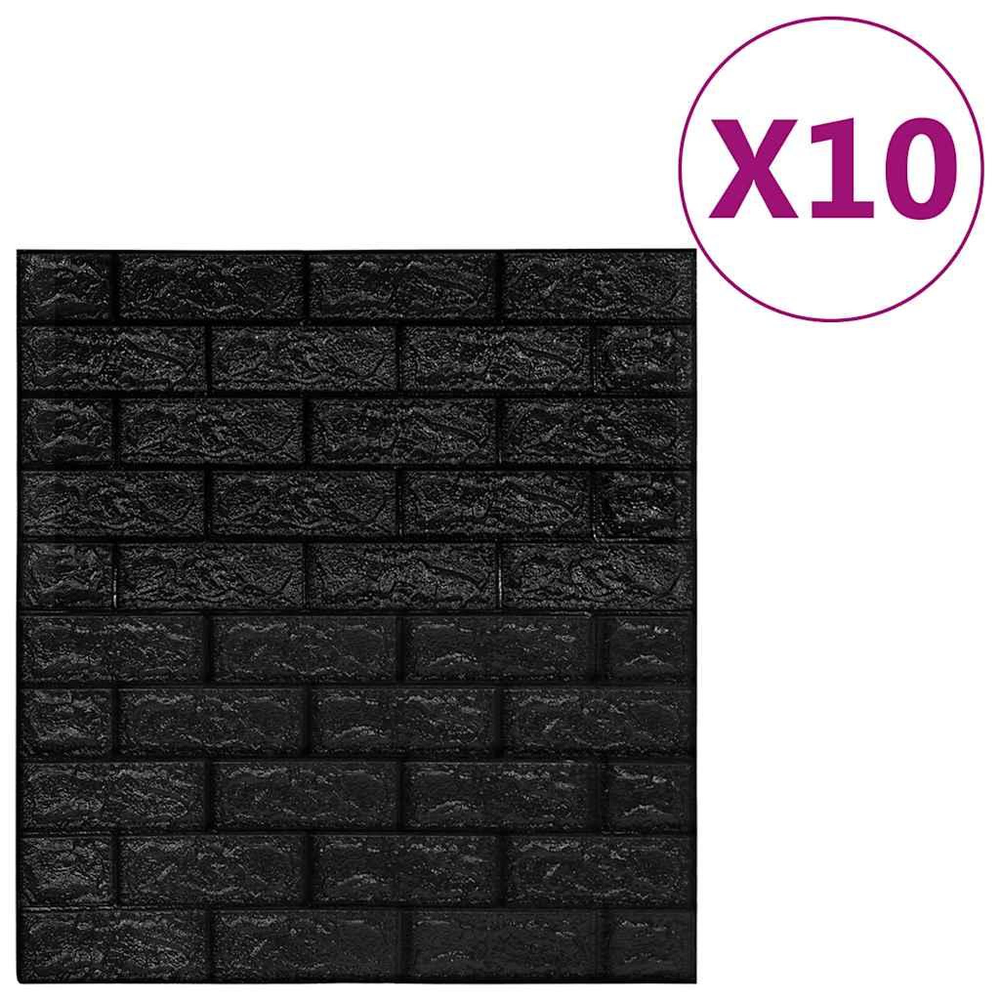 VIDAXL Papier peint 3d autoadhesif briques 10 pcs noir