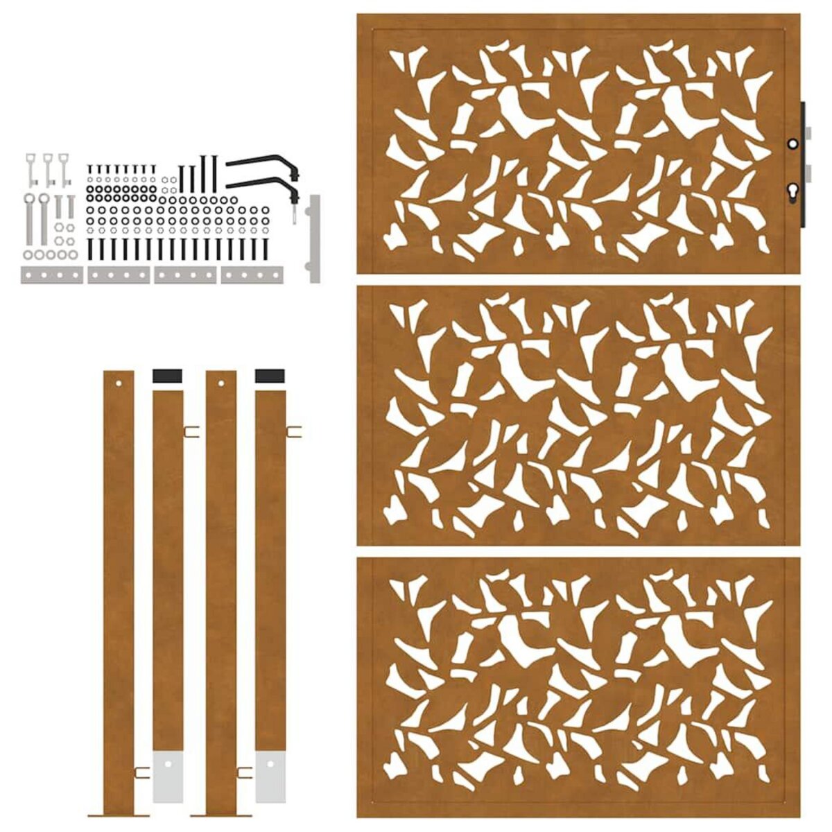 VIDAXL Porte de jardin acier resistant aux intemperies design feuilles