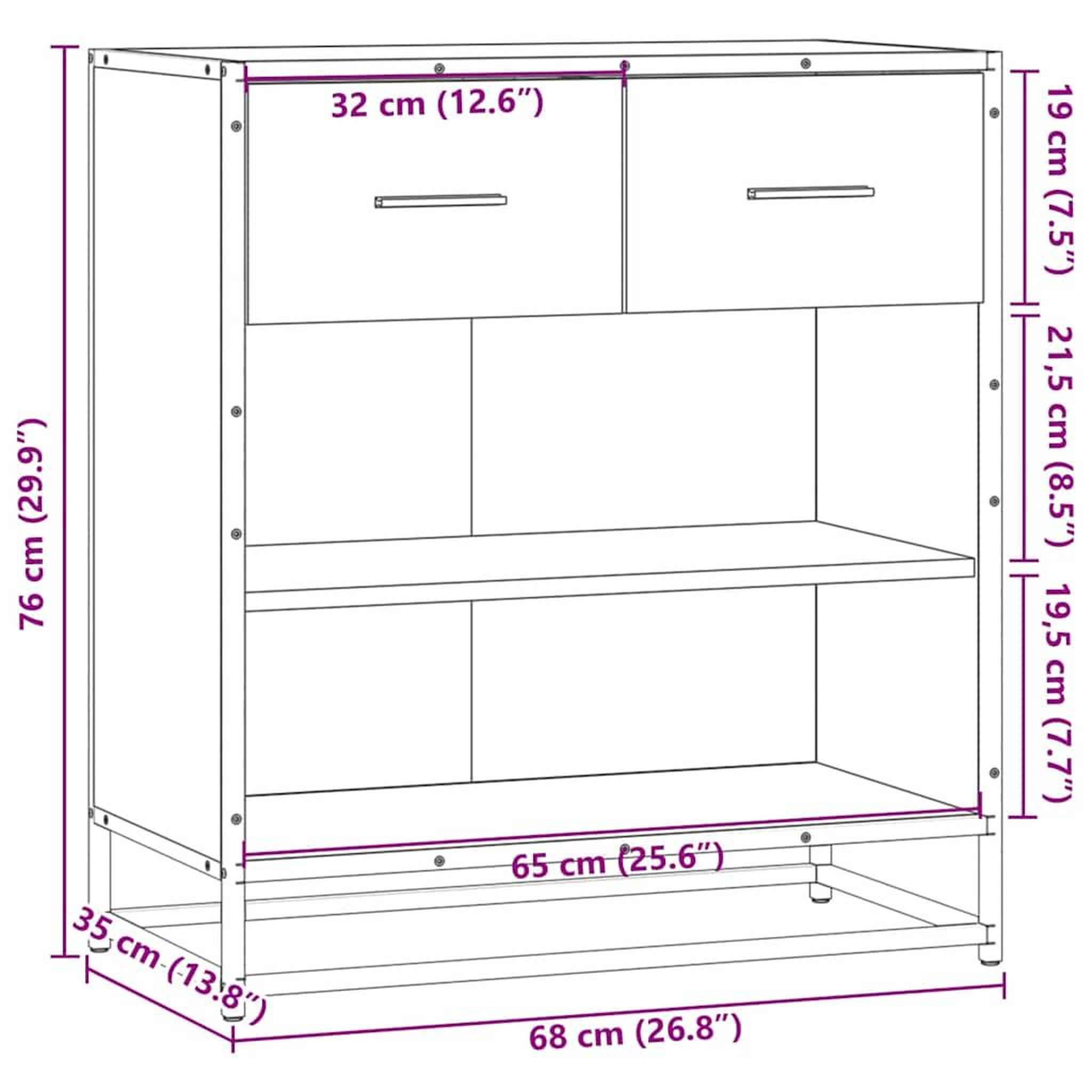 Voir la diapositive 6 : VIDAXL Buffet noir 68x35x76 cm bois d'ingenierie
