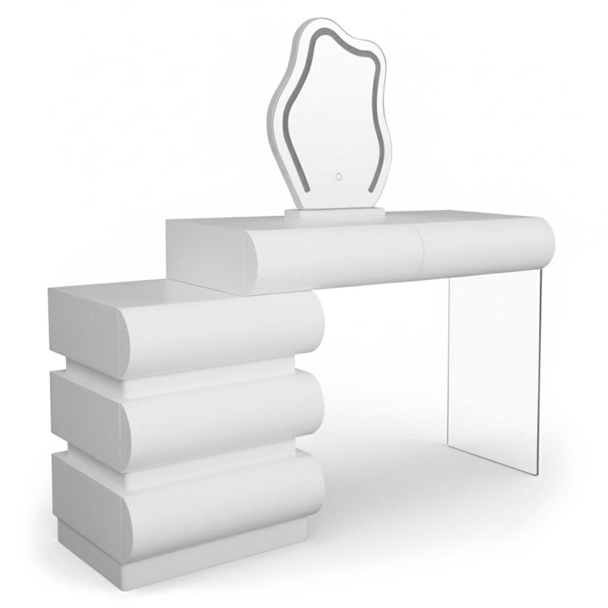 Paris Prix Coiffeuse extensible  5 tiroirs  sherazade  101-140cm blanc