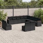 VIDAXL Salon de jardin avec coussins 13 pcs noir resine tressee