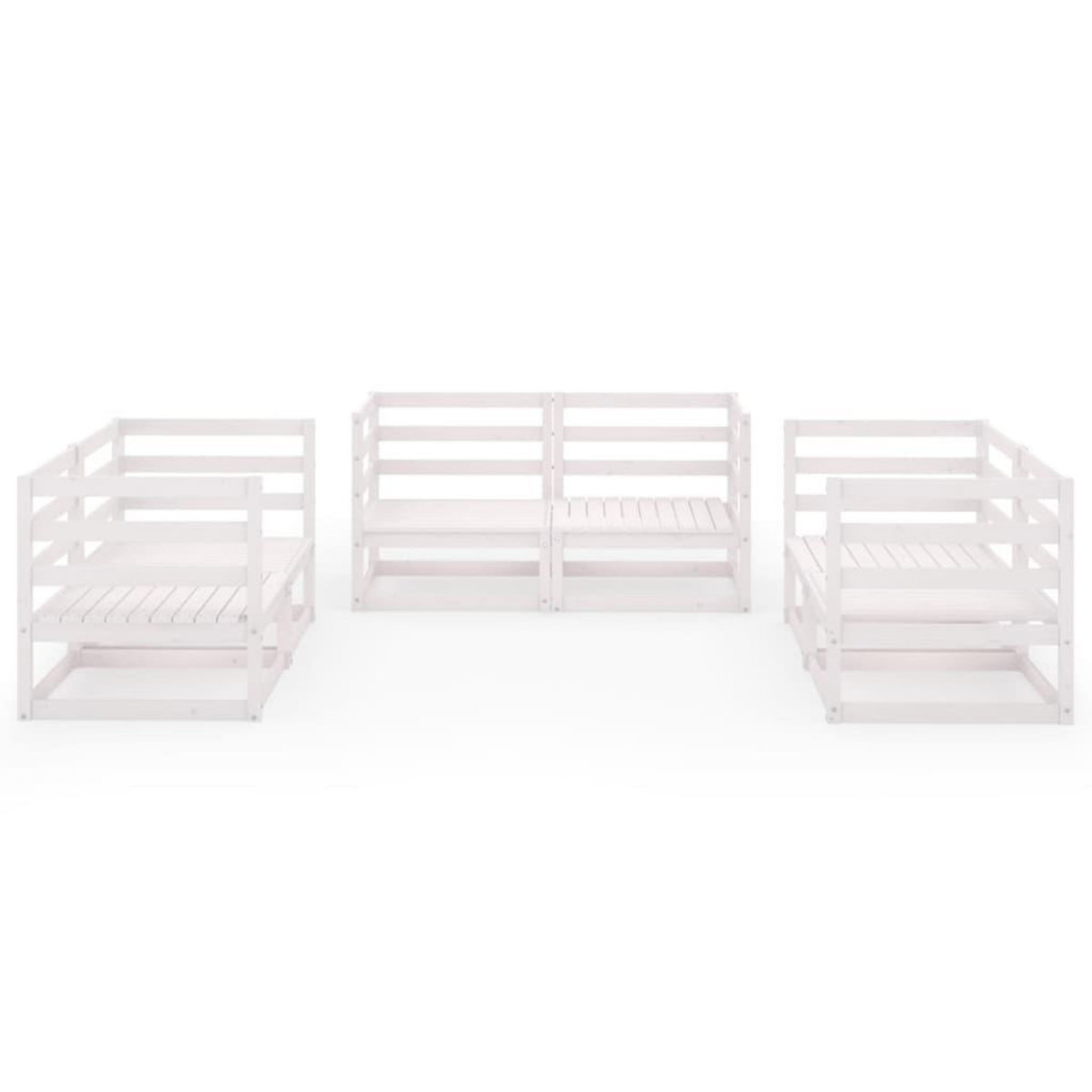 VIDAXL Salon de jardin 6 pcs Blanc Bois de pin massif