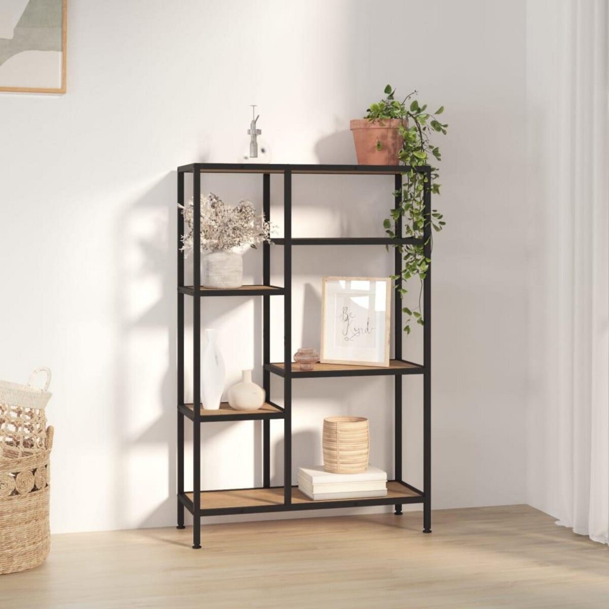VIDAXL Etagere a livres 80x30x120 cm Acier et bois d'ingenierie