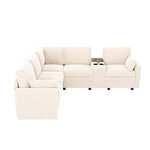 MERAX Canapé d'angle gauche fixe 5 places tissu. Coloris disponibles : Beige, Gris