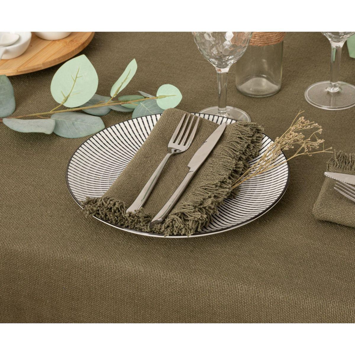 ATMOSPHERA Ensemble de 2 serviettes de table à franges MAHA