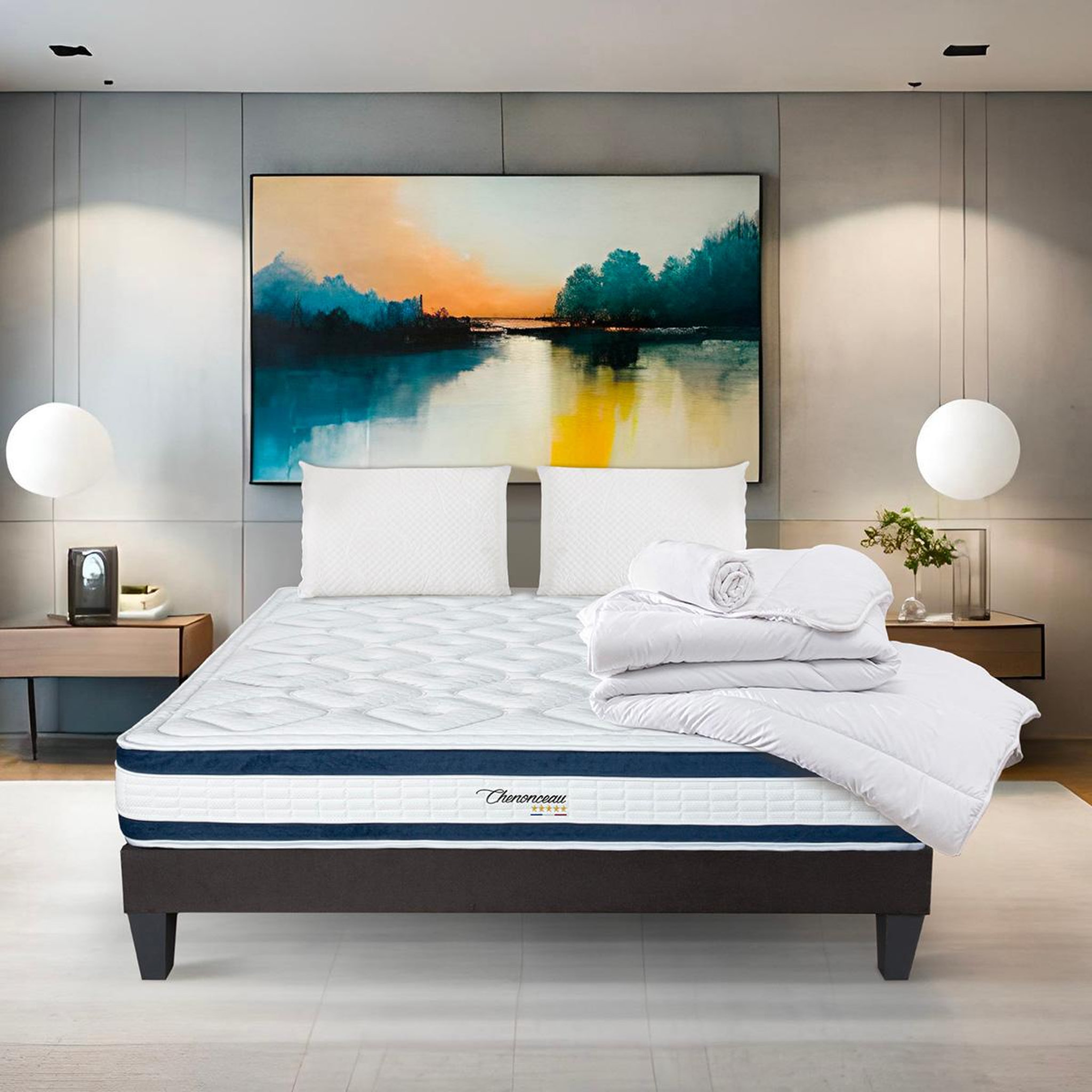 Voir la diapositive 2 : BELLECOUR Bellecour literie | pack prêt à dormir chenonceau | matelas mémoire de forme + sommier + accessoires
