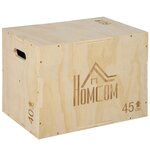 HOMCOM Box jump crossfit - box de pliométrie - boite de saut - 3 hauteurs 40/45/60H cm - charge max. 120 Kg - bois de hêtre