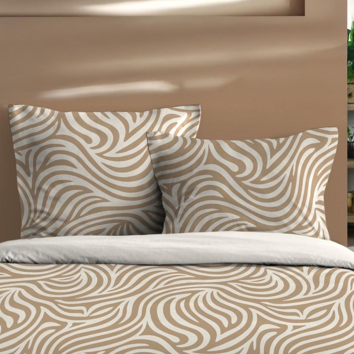 STOF Housse de couette 240x220 finition rabat + 2 taies coton 57 fils