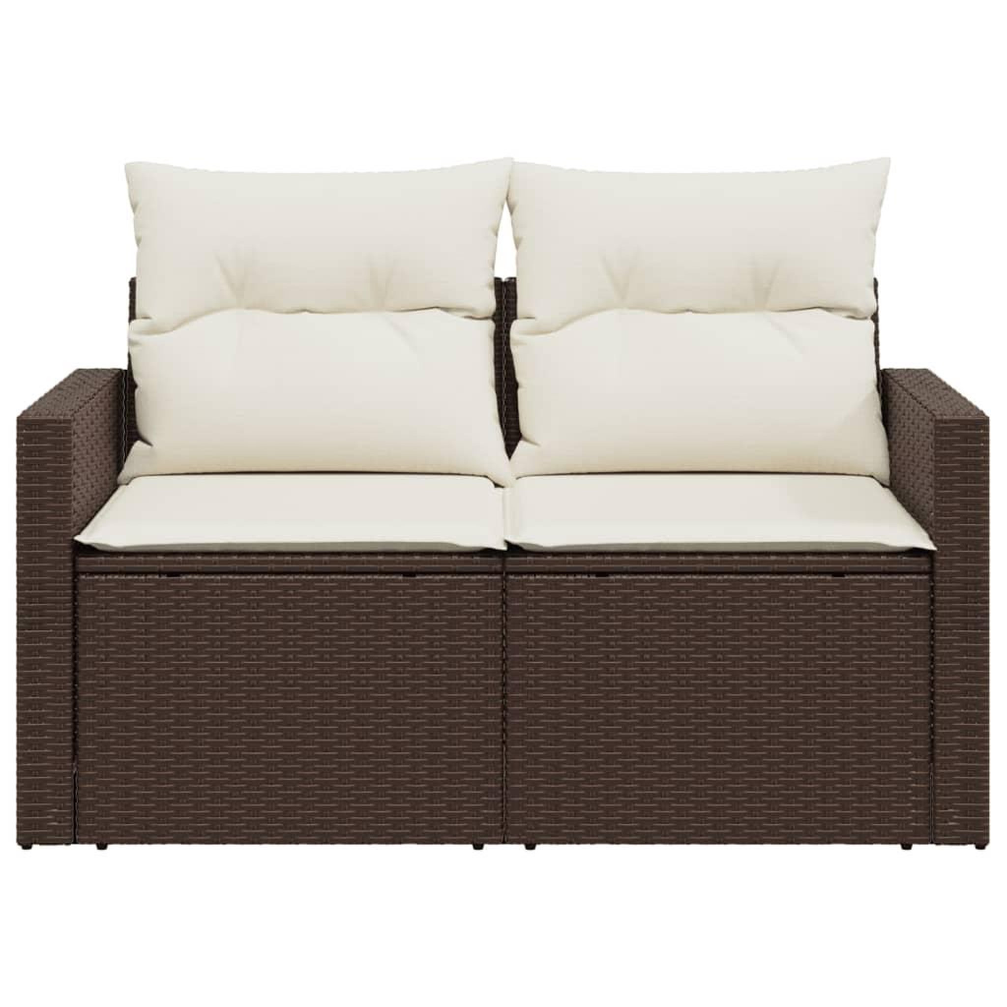 Voir la diapositive 5 : VIDAXL Canape de jardin avec coussins 2 places marron resine tressee