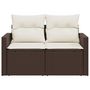 Voir la diapositive 5 : VIDAXL Canape de jardin avec coussins 2 places marron resine tressee