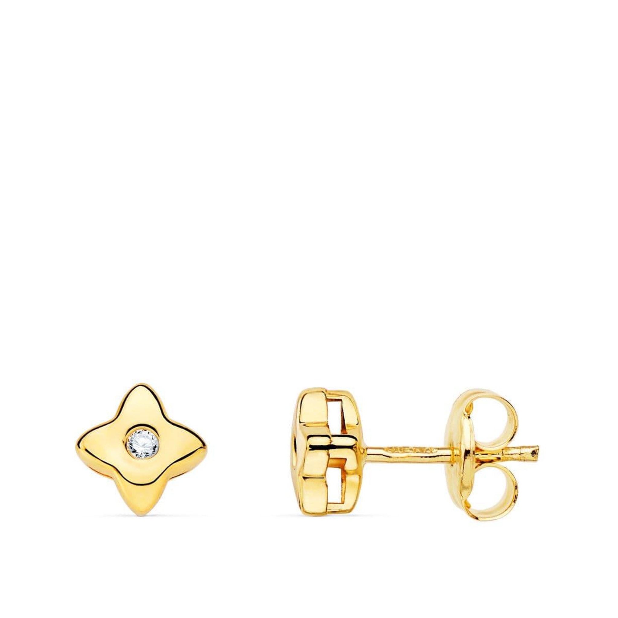 L'ATELIER D'AZUR Boucles d'Oreilles Etoiles Solitaires Diamants de Synthèse 0.03 Carats - Or 18 Carats 750 Jaune