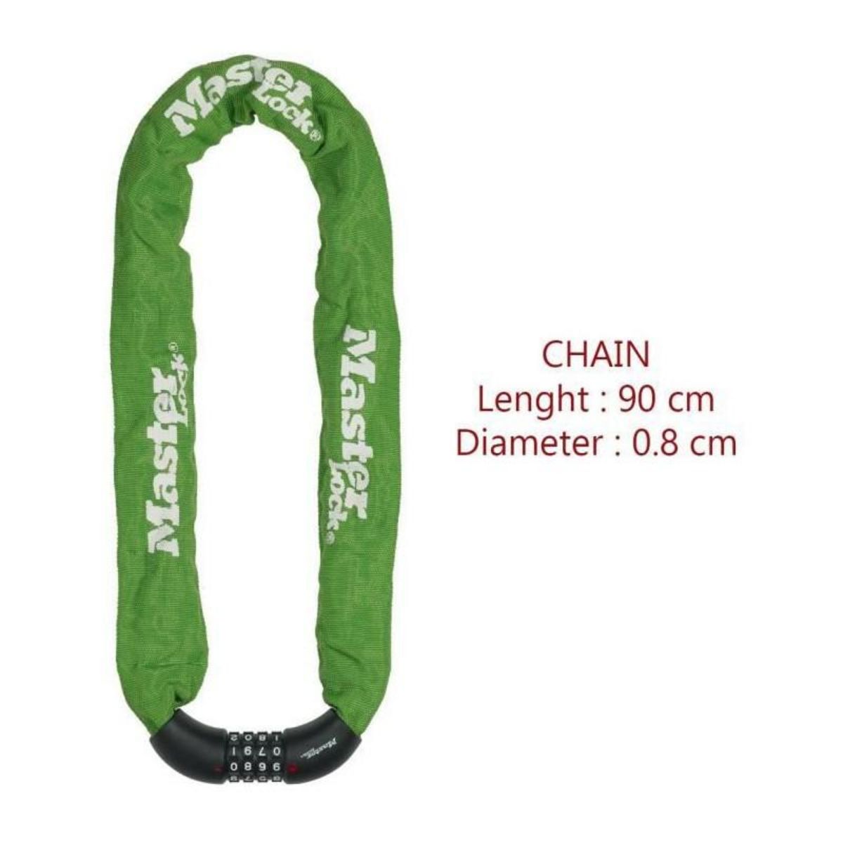 Master lock Chaîne Antivol Vélo [Combinaison] [90 cm Chaîne] [Couleur Aléatoire] 8392EURDPROCOL