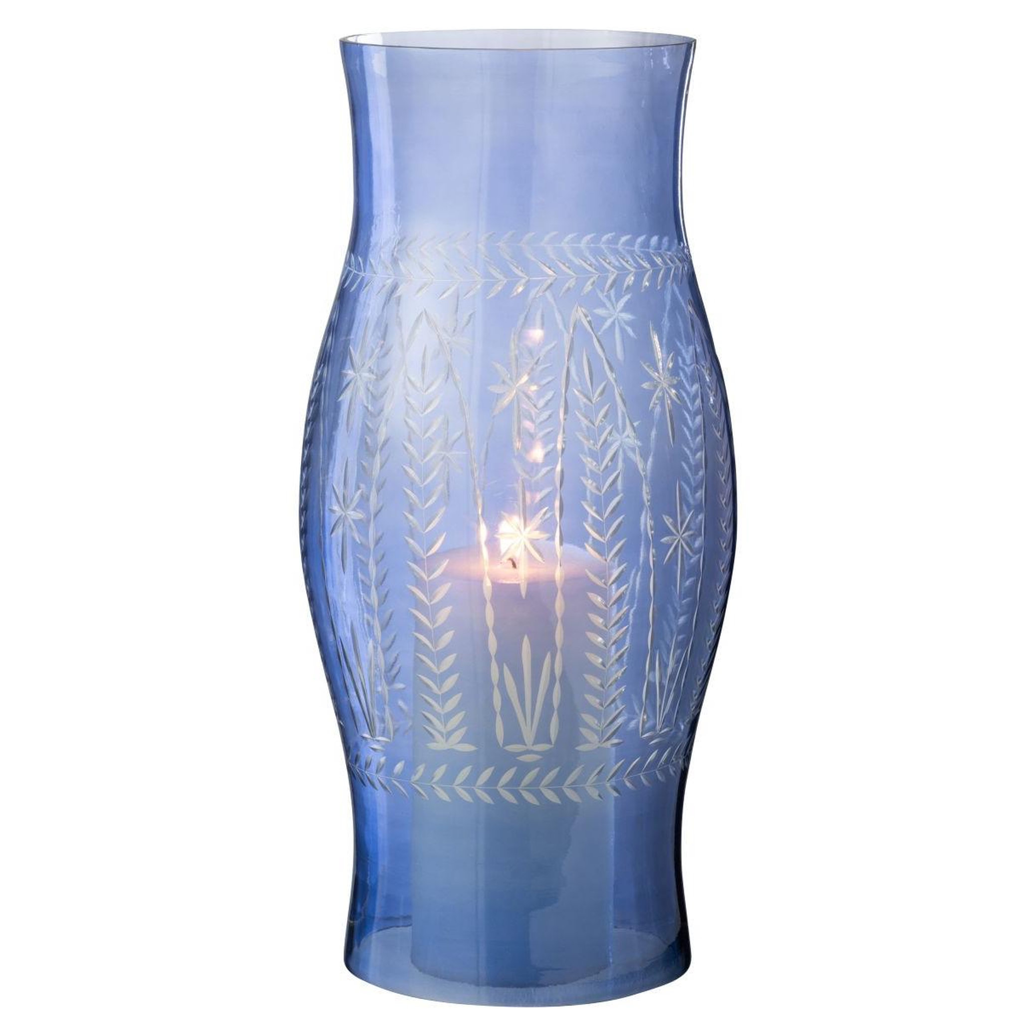 Voir la diapositive 2 : J-LINE Photophore en Verre  Tarifa  39cm Bleu