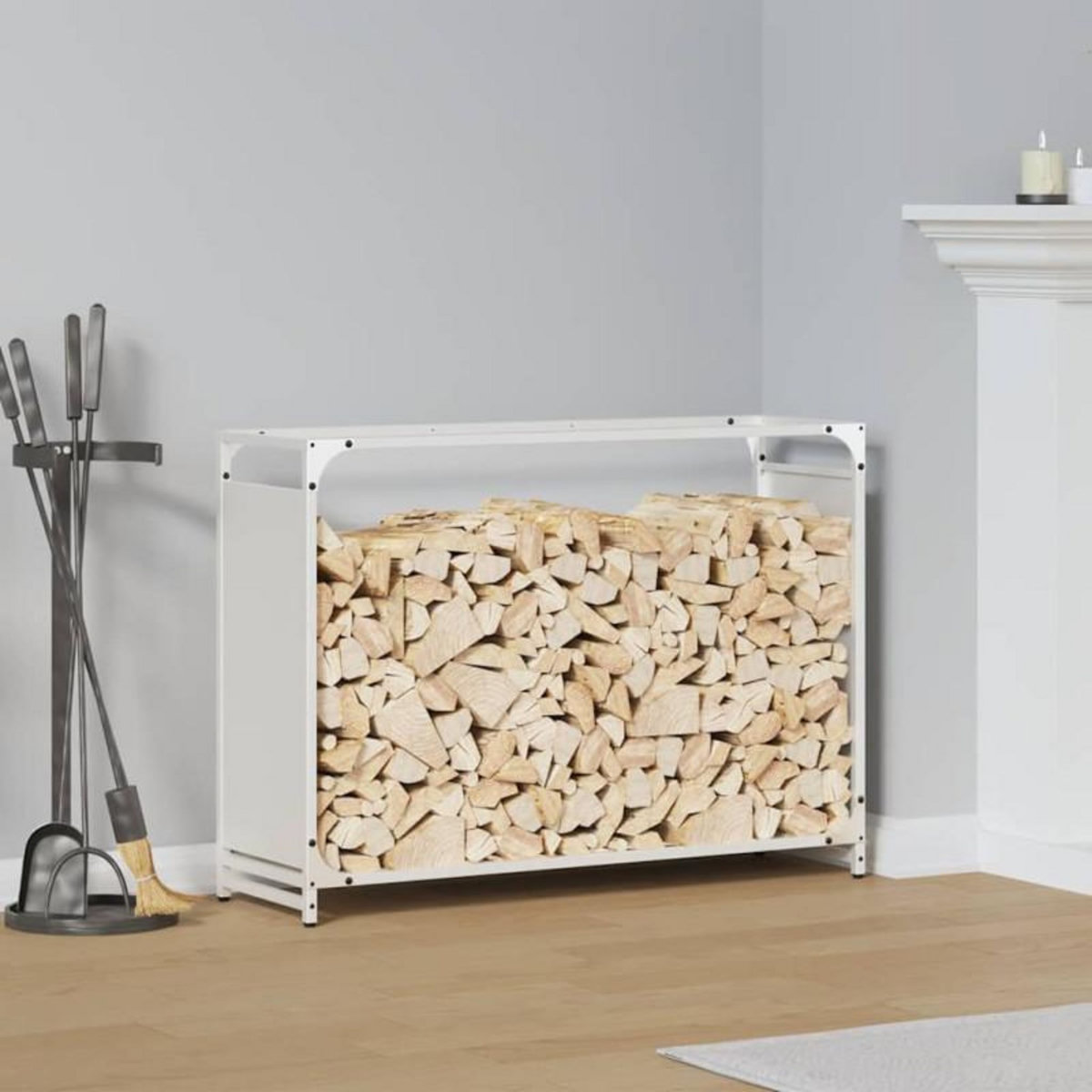 VIDAXL Portant de bois chauffage blanc 90x28x65 cm