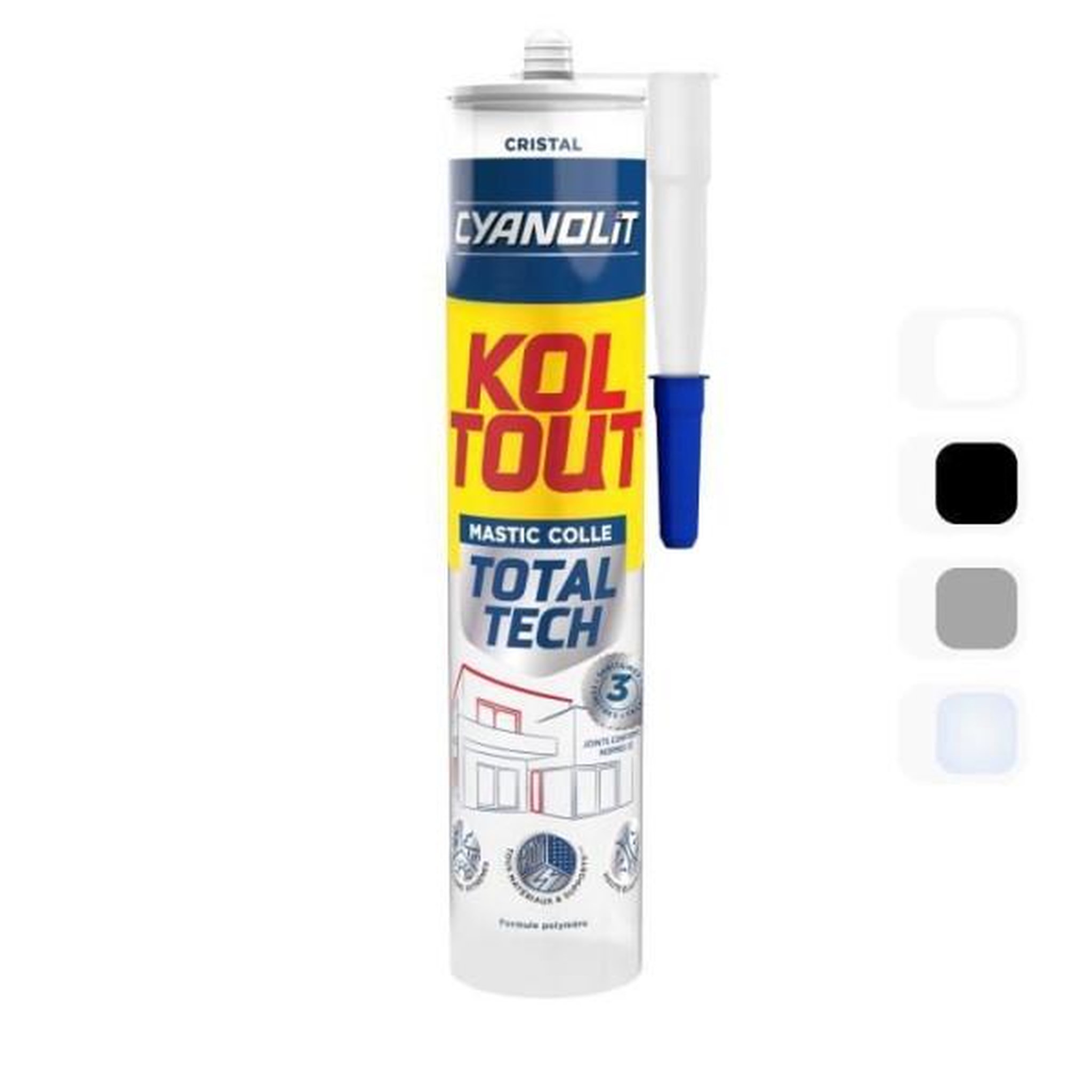CYANOLIT Colle de fixation et d'étanchéité - CYANOLIT - Total tech - Cristal - Cartouche 290 ml - Transparent - Multi-matériaux et fl