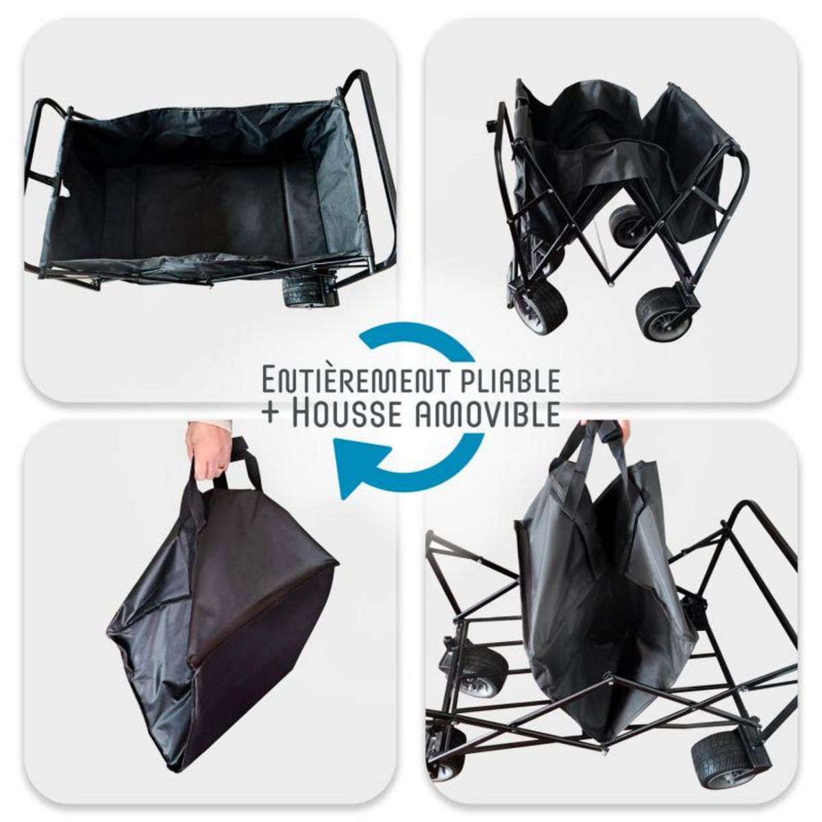 ADRENALIN Chariot de Transport Pliable Campcruiser - Utilitaire Tout terrain Camping, Plage, Jardin 93 x 56 x 122 cm - Charge 80Kg