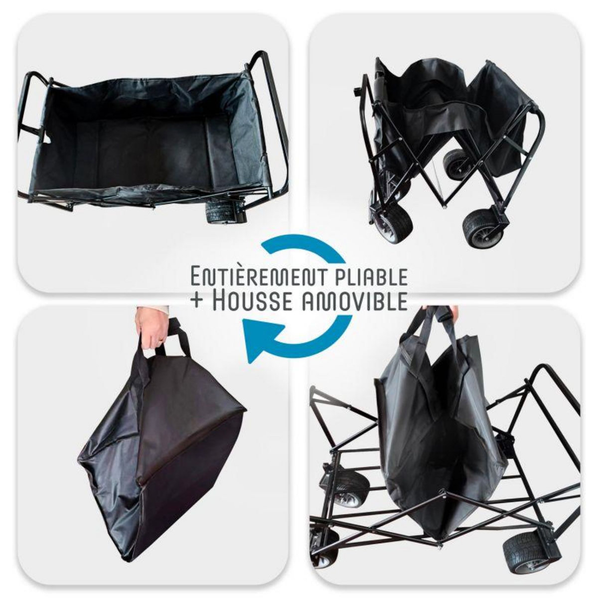 ADRENALIN Chariot de Transport Pliable Campcruiser - Utilitaire Tout terrain Camping, Plage, Jardin 93 x 56 x 122 cm - Charge 80Kg