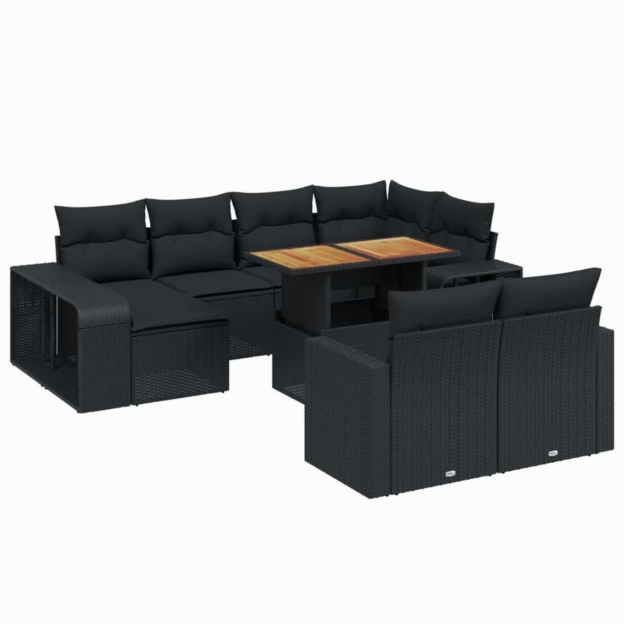 Voir la diapositive 2 : VIDAXL Salon de jardin 11 pcs avec coussins noir resine tressee